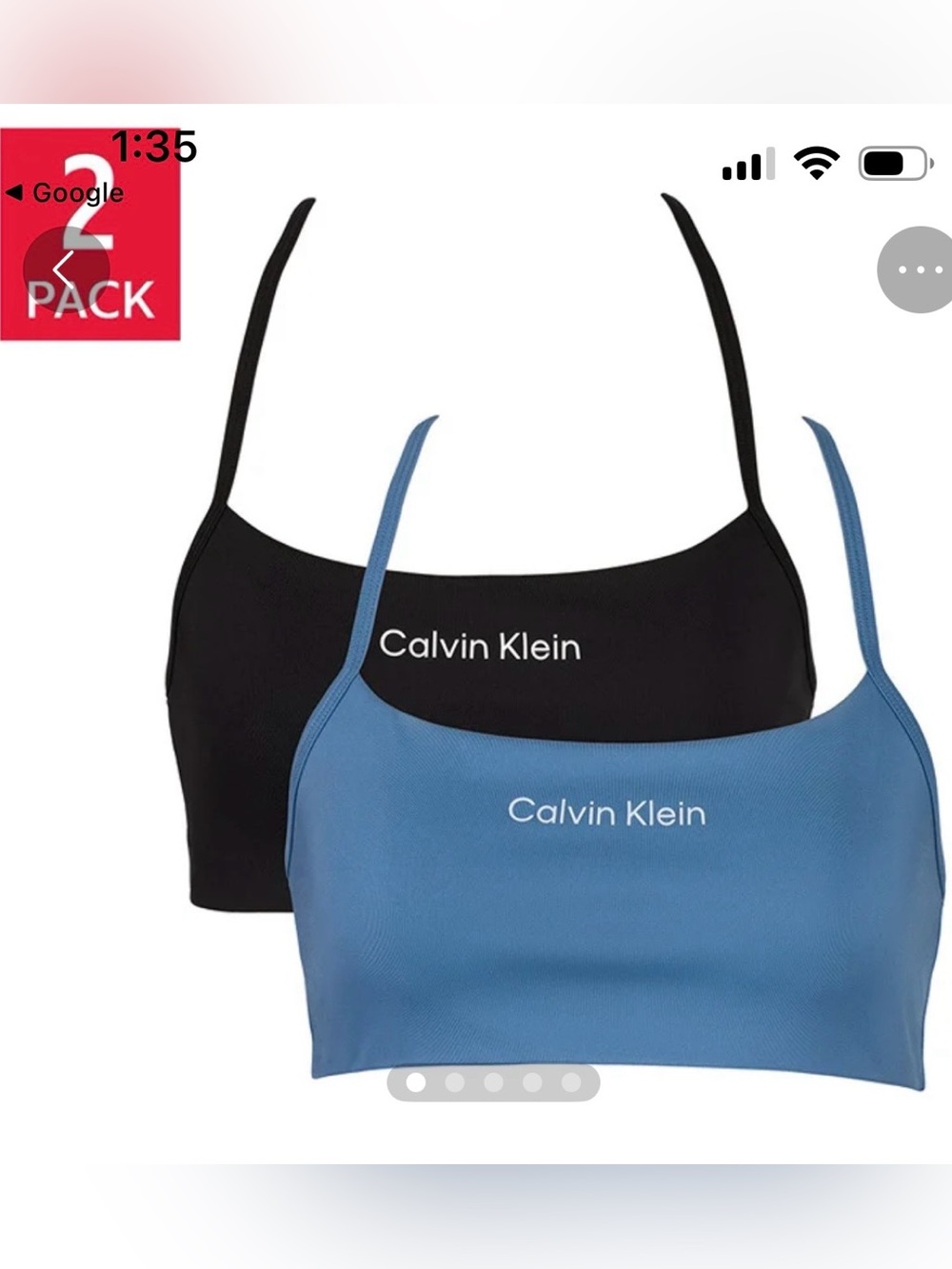 NWTCalvin Klein Performance 2-Pack Microfiber Stretch Sports Bra Black & Blue L